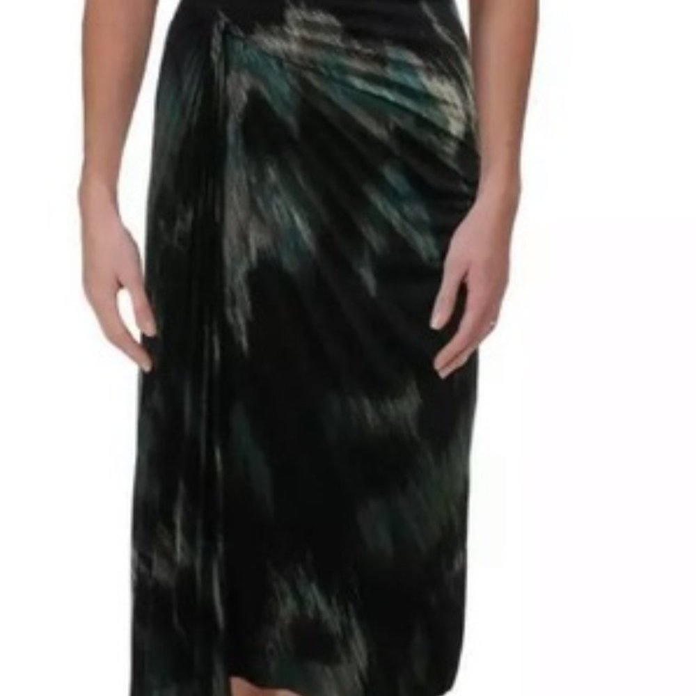 NWOT Halston Watercolor peacock dress, 6 - Picture 3 of 4
